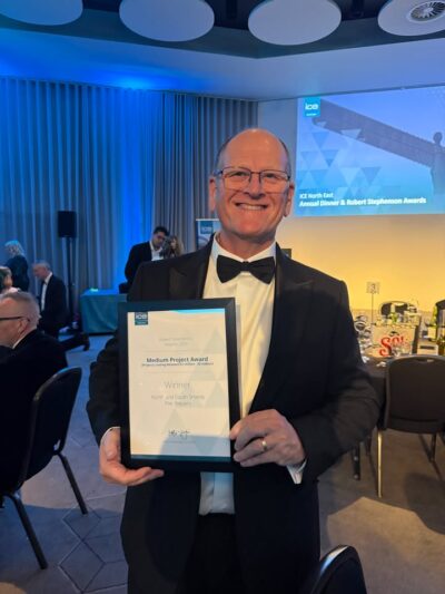 Project win!
 
Here’s a pic of our managing director, Mike Moody, delighted to be part of the project team who were recognised and awarded at the 2026 ICE Robert Stephenson Awards.

The North and South Shields Pier Repair won the Medium Project Award, celebrating its successful restoration of iconic Grade II-listed maritime structures while strengthening their resilience against future storm events.
 
The project team included Southbay Civil Engineering Ltd, Port of Tyne, Total Project Integration, Classic Masonry Ltd and Purcell.
 
Delivered within a live operational port and harsh marine environment, the project demanded specialist expertise in coastal masonry conservation, heritage restoration, and structural stonework reconstruction. Works were undertaken under challenging tidal and weather conditions while maintaining port operations, public safety, and close coordination with heritage architects, local authorities and multiple stakeholders across two active piers.